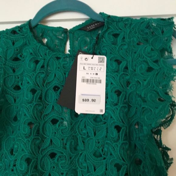 Zara Green Lace Dress NWT - Picture 6 of 11